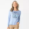 Petite Croft & Barrow® Christmas Graphic Tee -Croft & Barrow 5726272 Blue Love And Light