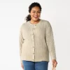 Plus Size Croft & Barrow® Stitch Crewneck Cardigan -Croft & Barrow 5765068 Oatmeal