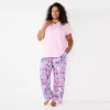 Plus Size Croft & Barrow® Short Sleeve Henley Pajama Top & Pajama Pants Sleep Set -Croft & Barrow 5774131 Pink Floral