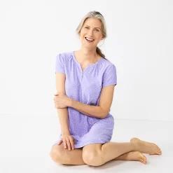 Women's Croft & Barrow® Short Sleeve Henley Short Sleeve Nightgown -Croft & Barrow 5774133 ALT2