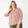 Plus Size Croft & Barrow® Splitneck Pintuck Blouse -Croft & Barrow 5776327 Brown Floral