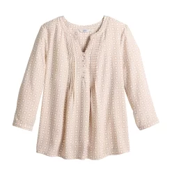 Women's Croft & Barrow® Splitneck Pintuck Blouse -Croft & Barrow 5777321 ALT5