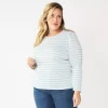 Plus Size Croft & Barrow® Cable Jacquard Top -Croft & Barrow 5780044 Light Blue Stripe