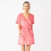 Women's Croft & Barrow® Short Sleeve Terry Wrap Robe -Croft & Barrow 5796057 Coral Mission