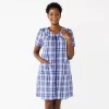 Women's Croft & Barrow® Short Sleeve Woven Zip Duster -Croft & Barrow 5796842 Blue Multi Plaid