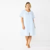 Plus Size Croft & Barrow® Short Sleeve Woven Zip Duster -Croft & Barrow 5796854 Blue Checks