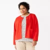 Plus Size Croft & Barrow® Collarless Knit Jacket -Croft & Barrow 5801449 Red