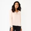 Petite Croft & Barrow® Ruffle Neck Blouse -Croft & Barrow 5801742 Pink