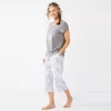 Women's Croft & Barrow® Short Sleeve Pajama Top & Capri Pajama Pants Sleep Set -Croft & Barrow 5839151 White Floral