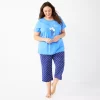Plus Size Croft & Barrow® Short Sleeve Pajama Top & Capri Pajama Pants Sleep Set -Croft & Barrow 5839152 Blue Daisy