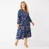 Plus Size Croft & Barrow® V-Neck Midi Dress -Croft & Barrow 5840511 Navy Paisley