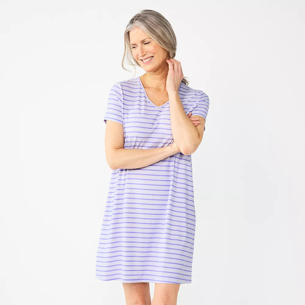 Women's Croft & Barrow® Short Sleeve V-Neck Sleepshirt 3 Women's Croft & Barrow® Short Sleeve V-Neck Sleepshirt