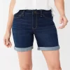 Women's Croft & Barrow® Functional Waist Denim Shorts 2 Women's Croft & Barrow® Functional Waist Denim Shorts -Croft & Barrow 5934037 Dark Wash