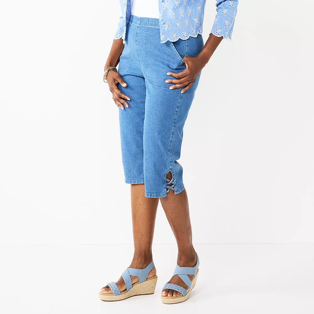 Women's Croft & Barrow® Lattice-Hem Pull-On Mid-Rise Skimmer Jeans 3 Women's Croft & Barrow® Lattice-Hem Pull-On Mid-Rise Skimmer Jeans